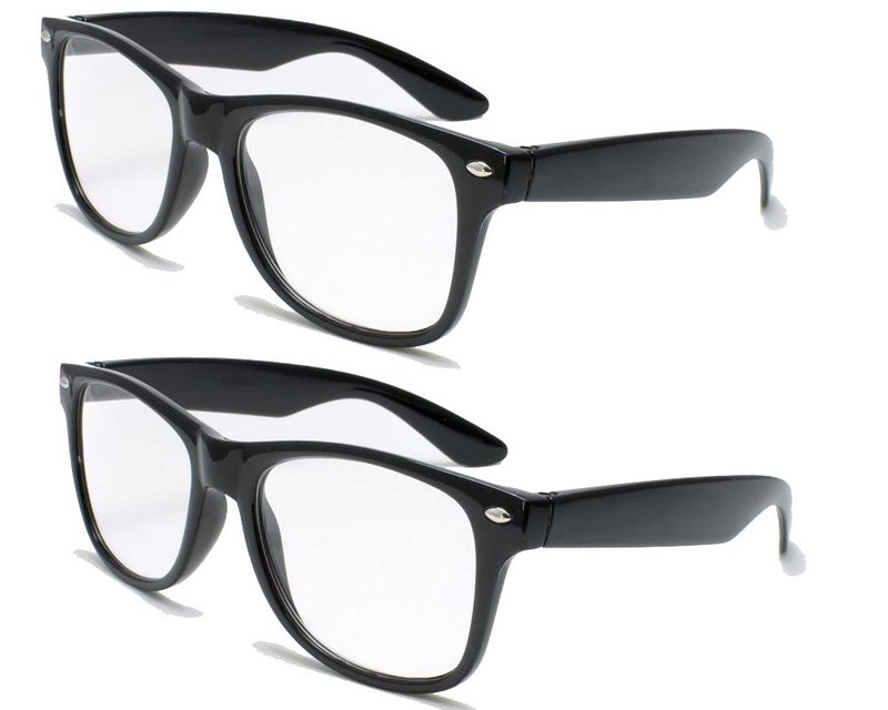V.W.E. 2 Pairs Deluxe Reading Glasses - Comfortable Stylish Simple Readers Magnification (2 black pair, 1.75 x) - Image 1